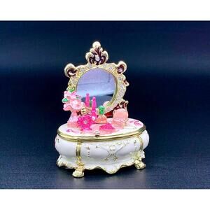 Ornate Vanity Trinket Box with Mirror – Mini Dressing Table Jewelry Box